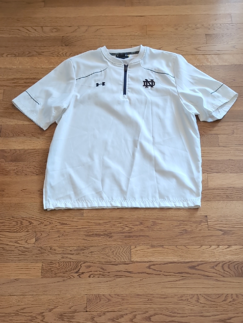 Under Armour White Short Sleeve Notre Dame 1/4 Zip Pullover